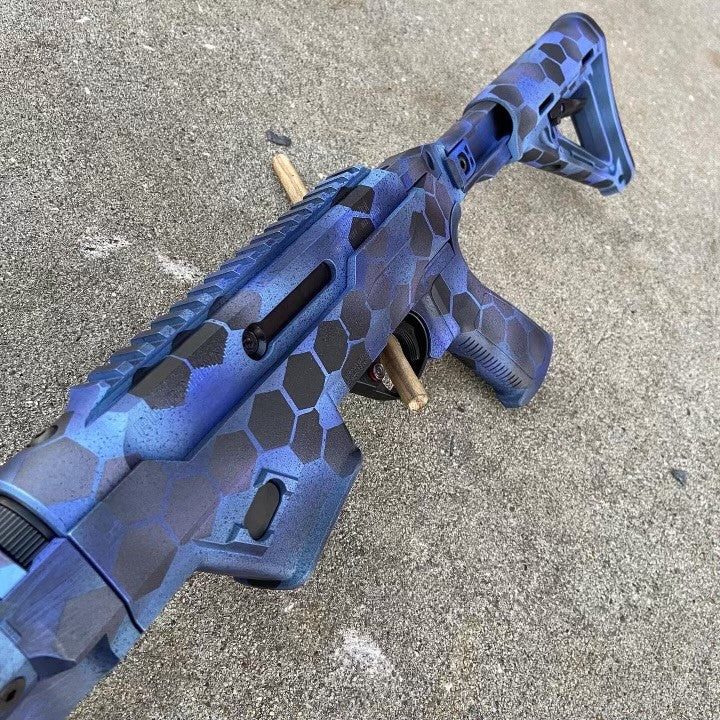 Distressed AR-15 done in Troy® Coyote Tan and Sniper Green